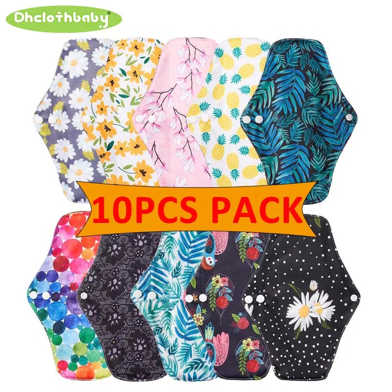 10PCS Medium Size Bamboo Charcoal Sanitary Towels For Menstruation Mom Washable Women Care Period Relief Menstrual Reusable Pads