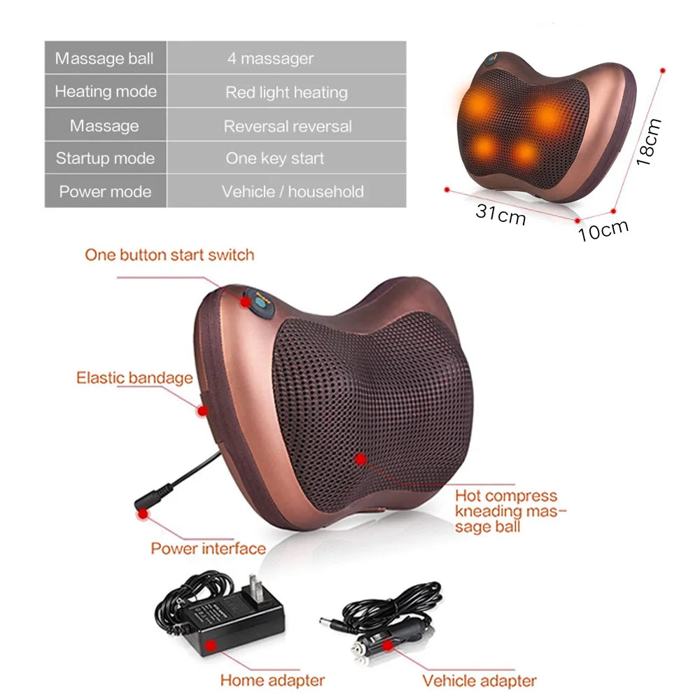 Neck Massager Neck Massage Pillow Heating Car Pillow Back and Neck Massager Shiatsu Vibrating Headrest Head Cervical Pillow